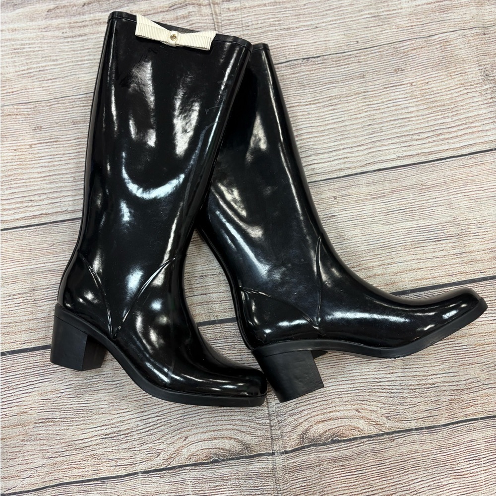 Kate Spade Shiny Black Heeled Boots